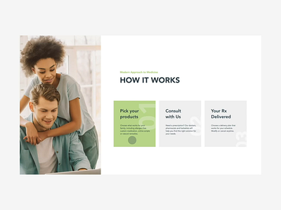 Online pharmacy for entire family 1 2 3 design healthcare healthtech hover how it works interaction interactive design pharmacy steps tile ui uiux webdesign website