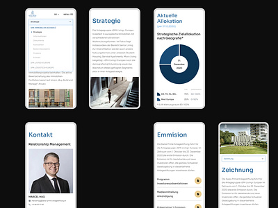 Mobile screens of real estate investment company website