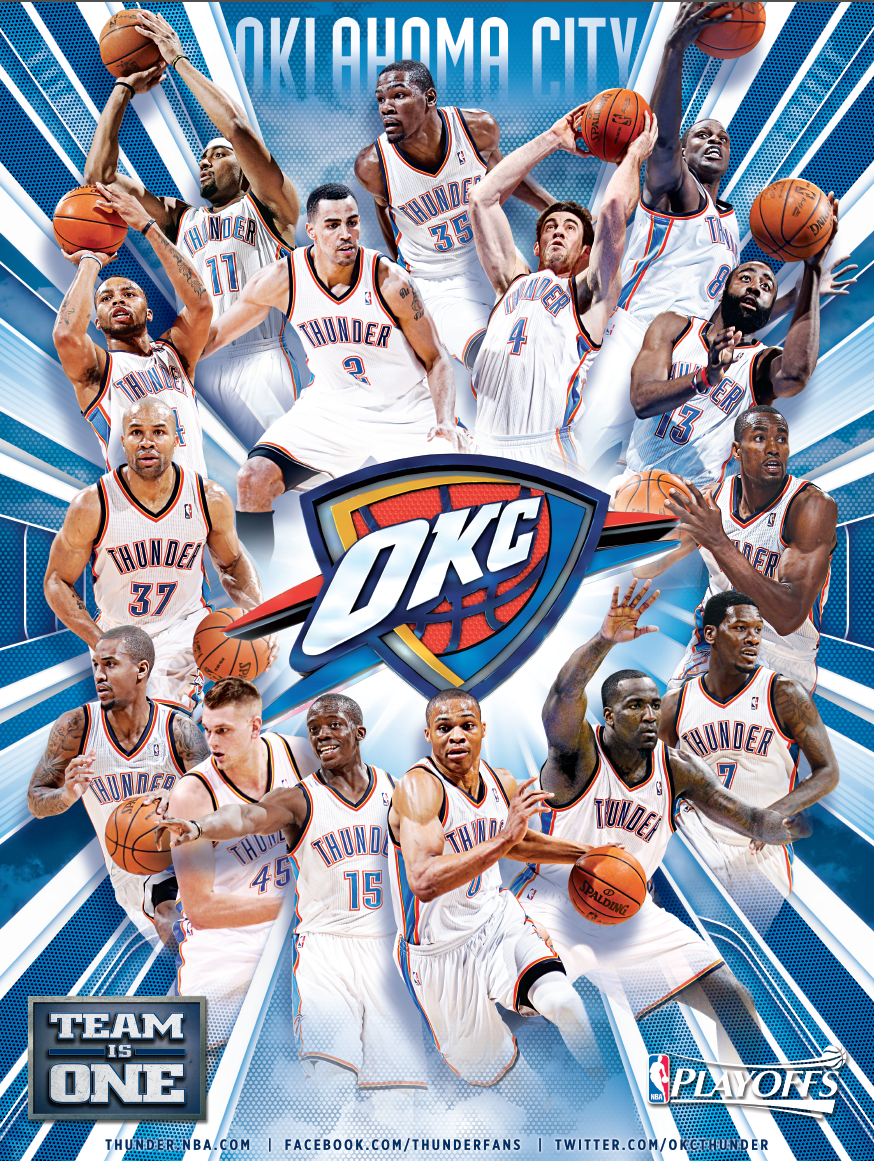 Oklahoma City Thunder 2012 team poster by Brian Hostetler