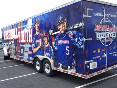 The Baseball Youth Experience travel trailer wrap baseball experience little league trailer wrap