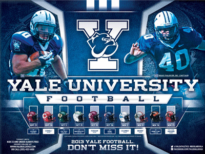 Yale Football Poster 2013 Season blue bulldog football helmets ncaa players poster sports white yale