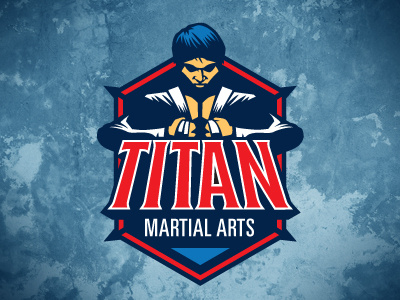 Titan Martial Arts logo blue brian hostetler fighter jiujitsu karate krav maya kung fu logo martial arts red sports