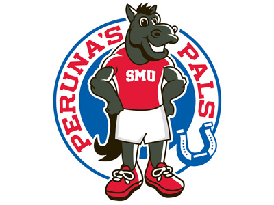 SMU's Peruna's Pals Logo black blue club horse horseshoe illustration kids logo ncaa red smu sports