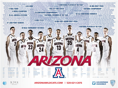 2013-14 Arizona Basketball poster arizona basketball blue ncaa poster red silver sports wildcats