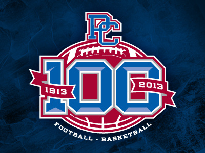 100 Year Anniversary Presbyterian College Athletics Logo athletics basketball blue college football logo ncaa presbyterian red