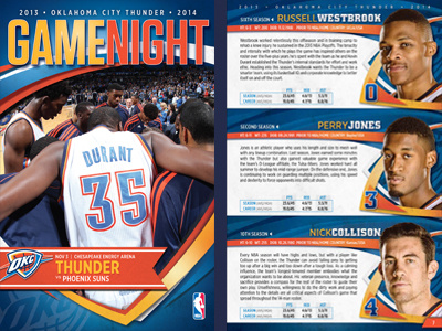 2013-2014 Oklahoma City Thunder Game Night Program basketball durant game nba night okc oklahoma city program sports thunder westbrook