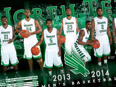 2013-2014 North Texas Men's Basketball Poster basketball black eagles glow green ncaa north texas poster sports white