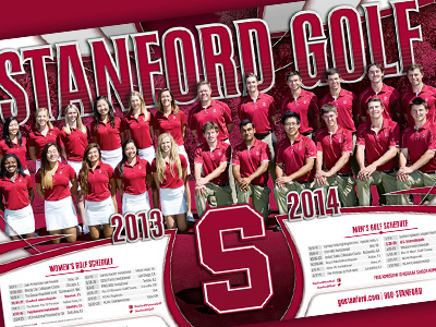 2013-2014 Stanford Golf Poster golf men ncaa poster red silver sports stanford university white women