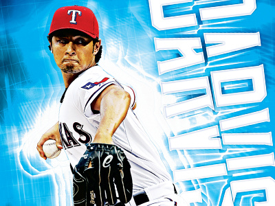 Yu Darvish poster baseball blue mlb pitcher poster red sports texas rangers white youth yu darvish