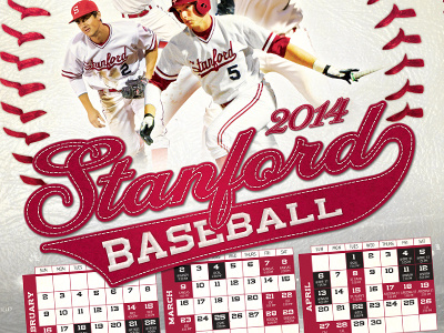 2014 Stanford Baseball Poster baseball cardinal laces ncaa players poster red schedule stanford stitching white