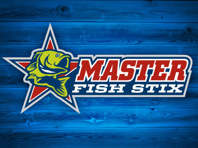 Master Fish Stix logo bass blue fish fishing green logo master pole red stix water
