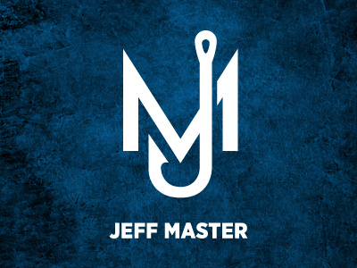 Jeff Master personal logo blue fishing hook jm personal logo