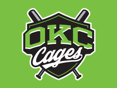 OKC Cages logo baseball bats batting cage okc oklahoma city shield sports
