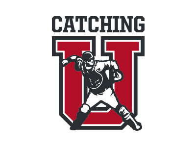 Catching University logo baseball catcher catching illustration mlb navy red university