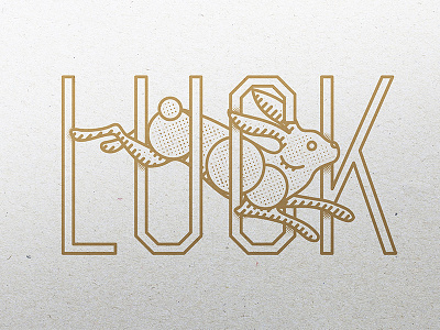 Luck gold halftone illustration linear luck monoline rabbit texture vector
