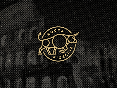 Rocca Pizzeria Secondary Mark bull logo mark pizza texture