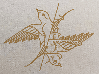 Free and Confused bird illustration monoline
