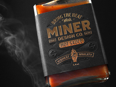 Miner Design Hot Sauce Label copper foil deboss design hot sauce label label packaging labeldesign packaging packaging design