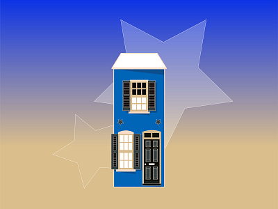 Old Town flat gradient home house illustration town vector