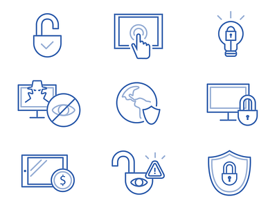 Cybersecurity Icons 2d cybersecurity design flat icon illustration minmal technology vector web website