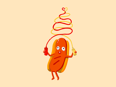 Hotdog 2d hotdog illustration ipad ketchup mustard procreate sticker