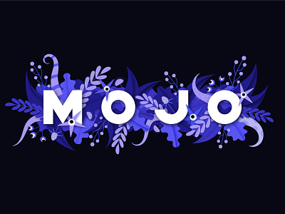 Mojo adobe illustrator floral illustration lettering monochomatic monster negative space vector
