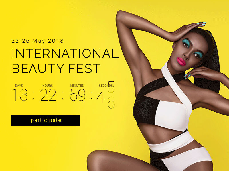 INTERNATIONAL BEAUTY FEST animation beauty davidandtanya makeup photoshop ui webdesign yellow