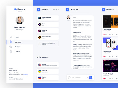 Dashboard Resume concept dashboard resume ui ux web web design