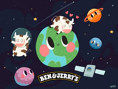 Ben & Jerry's | Cows in Space cartoon cartoon character cartoon illustration color comic cute design draw drawing illustration love sketch