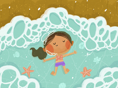 Isis, My sister. cartoon character color cute design foam girl illustration ocean sea water wave