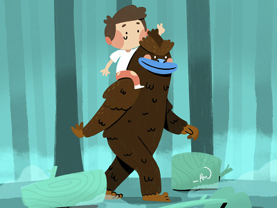 Bigfoot big bigfoot cartoon character color cute design foot illustration monster sasquatch