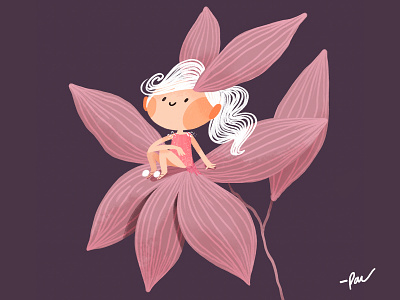 Fairy botanic cartoon character color cute design elf fairy flower girl illustration purple tale