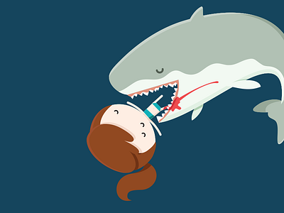 Fear blood cartoon cute design girl illustration murders shark