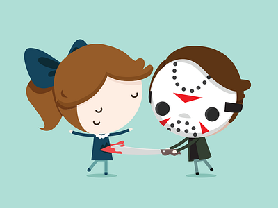 The one blood cartoon character color colorful cute design friday the 13 girl illustration jason murders