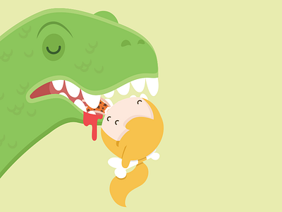 Past blood cartoon cute design dinosaur eat illustration kid love murders vector
