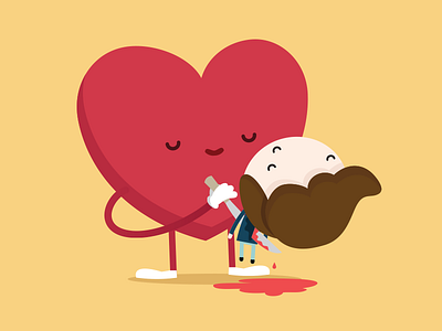 Love blood cartoon cute design heart illustration kid knife love murders vector