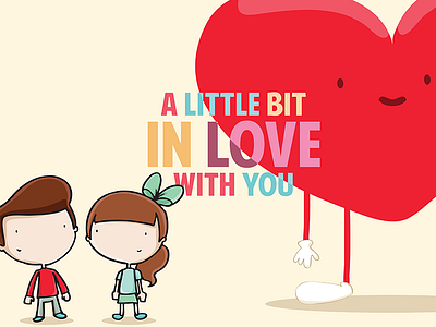 A little bit big cartoon character color colorful couple design drawing heart illustration love vector