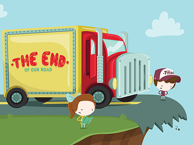 THE END OF OUR ROAD cartoon couple cute design illustration ilustrativo love vector