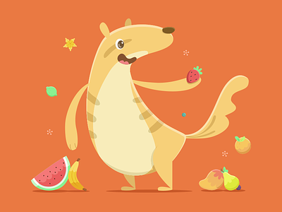 Numbat animals australian cartoon character design friends fruits vector