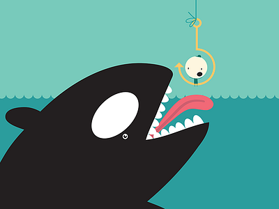 ORCA cartoon character child cute design love minimal vector
