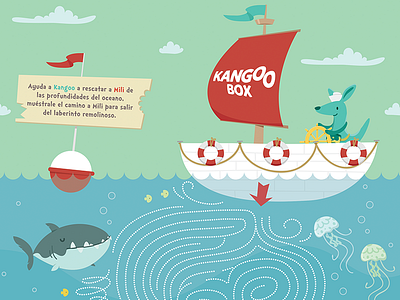 Maze animals australia box brand cartoon characters colors design kangoo vector