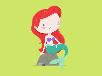 Ariel character color cute design disney princess vector