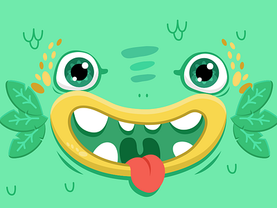 Green Monster baby cartoon character color design organic product vector