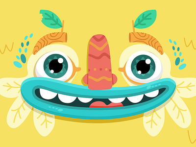 Yellow Monster baby cartoon character color design organic product vector