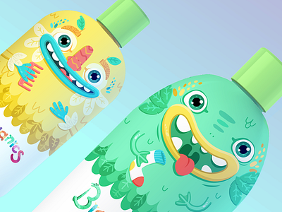 Shampoo + Softener baby cartoon character color design packing product