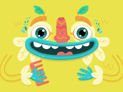 Yellow Monster animation character color colorful cute design mosnter vector