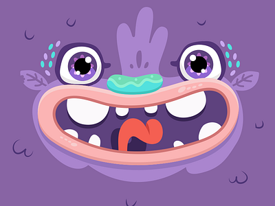 Purple Monster baby cartoon character color design organic product vector