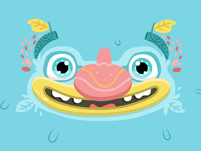 Blue Monster baby cartoon character color design organic product vector