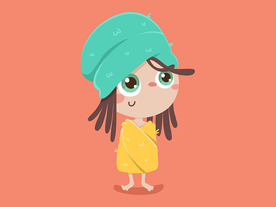 Girl + Towel bath character clean design illustration products shampoo shower vector