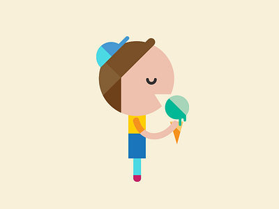 Boy And Ice Cream cartoon character color cream cute design geometric ice product